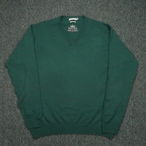 Peter Millar Other - Peter Millar Sweater Men Extra Large Green Merino Wool V Neck Tour Jumper XL